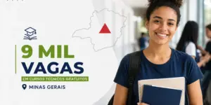 Jovem mulher com livros e mochila, curso técnico MG 2026