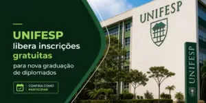 Prédio da UNIFESP com logo e inscrição para novos programas