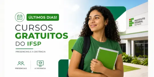 Jovem sorridente no Instituto Federal São Paulo com texto promocional