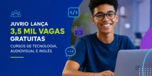 Jovem no laptop com 3,5 mil vagas Juvrio em 2026