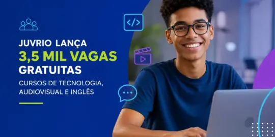 Jovem no laptop com 3,5 mil vagas Juvrio em 2026
