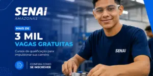 Jovem no SENAI ajustando maquinaria em oficina, educação financeira 2026