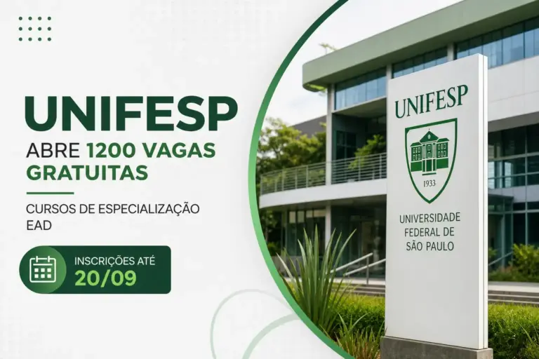 Edifício da UNIFESP com vagas gratuitas para cursos EAD