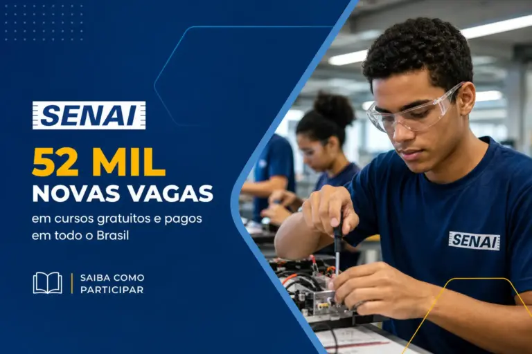 Jovem no SENAI com 52 mil novas vagas em cursos 2026