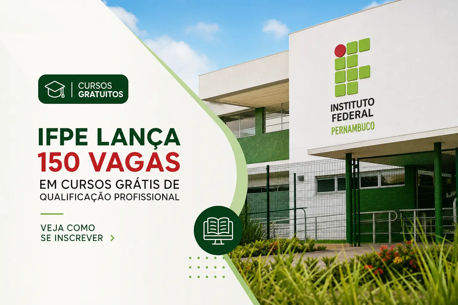 Prédio do Instituto Federal Pernambuco, cursos gratuitos 2026