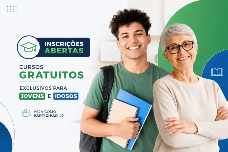 Jovem e idosa sorrindo, inscrições abertas para cursos 2026