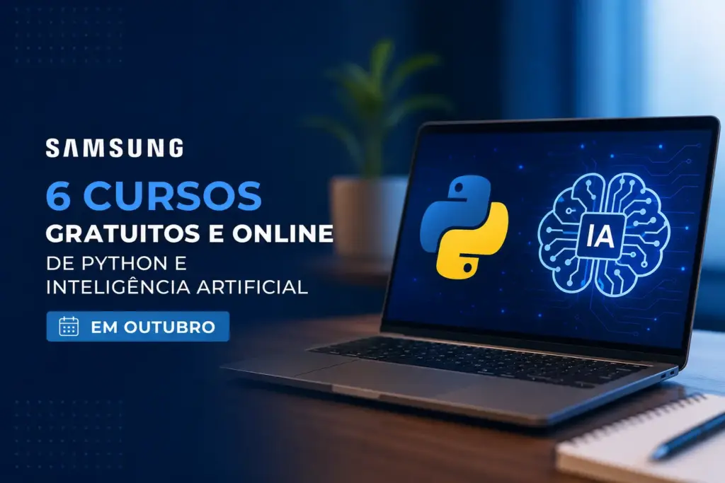 Computador com cursos de Python e IA gratuitos em outubro